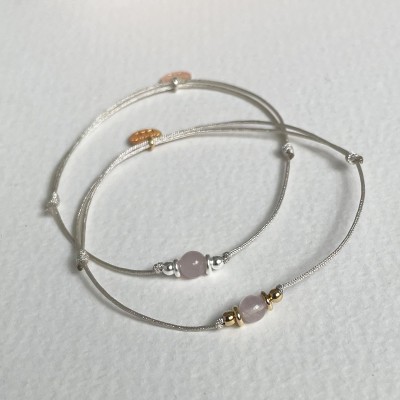 Bracelet pierre de naissance octobre (quartz rose)