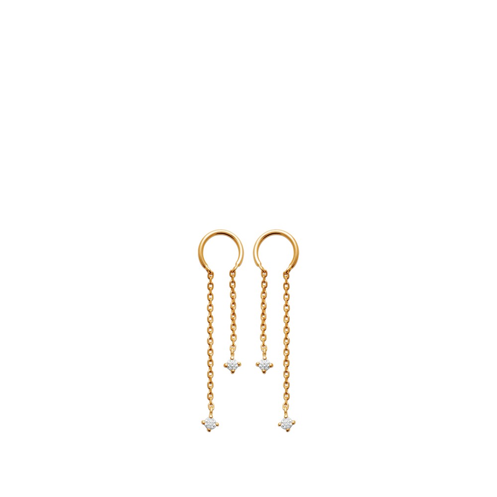 Boucles d'oreilles double chaînette zirconiums