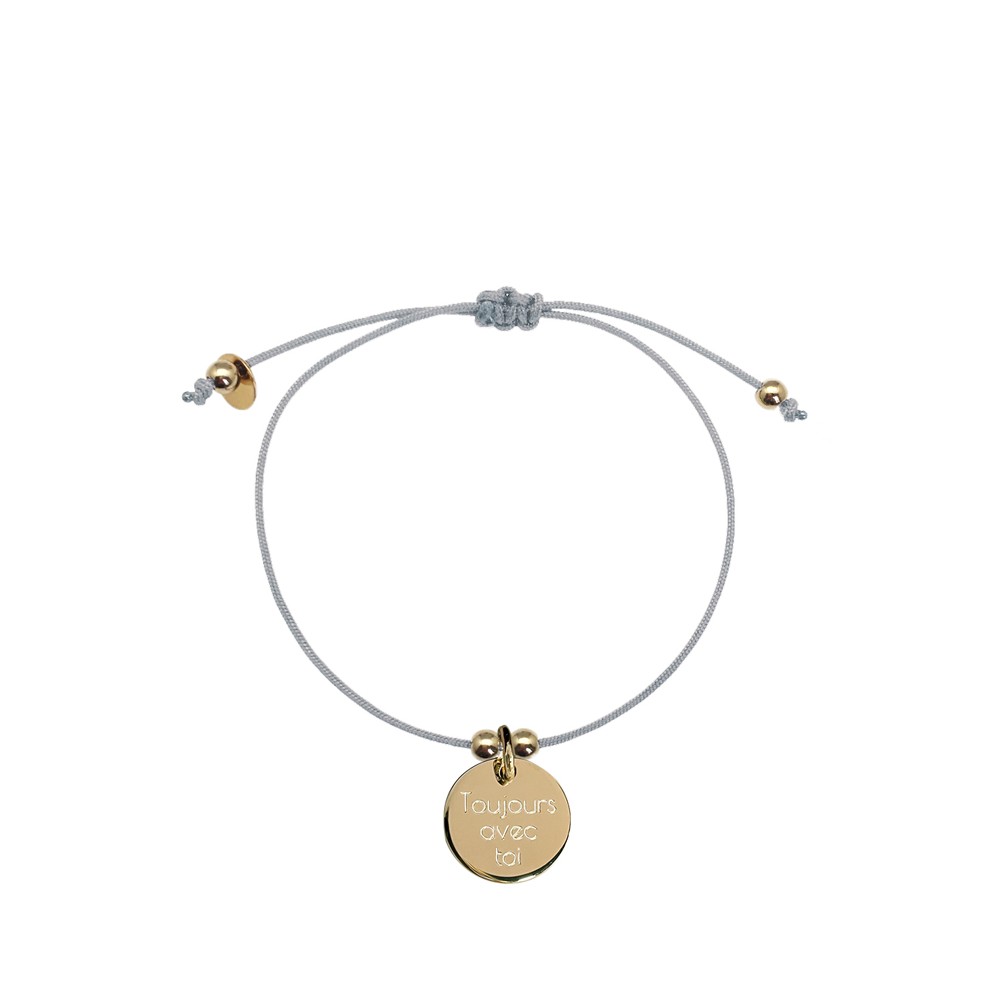 bracelet cordon médaille gravée